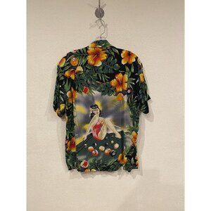 Kennington Ltd Shirt Mens Medium Black Hawaiian Pool Billiards Pin Up Rayon